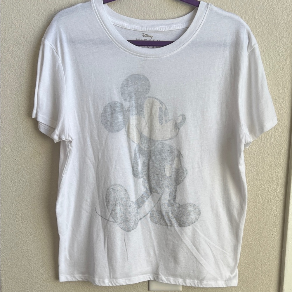 Disney White and Gray Mickey Mouse Tee